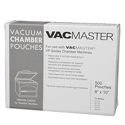 $83.27 • Buy VacMaster 40722 3-Mil Vacuum Chamber Pouches 8-Inch By 10-Inch 500 Per Box