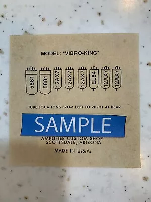 Vintage Vibro-King Replacement Tube Chart 1991 FMIC Scottsdale • $25