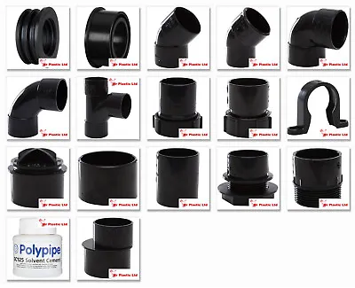 Polypipe 40mm Solvent Weld Waste Fittings In Black (actual Size 43mm) • £1.70