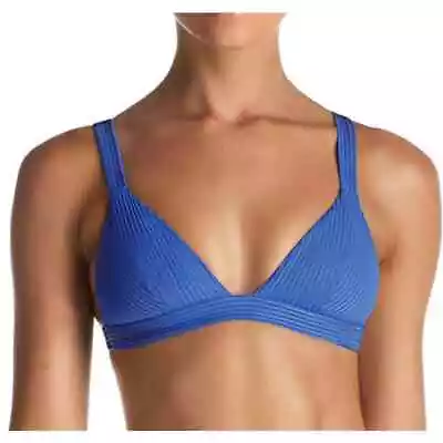 New Vitamin A Beach Blue EcoRib Neutra Triangle Bikini Top Womens Small Pullover • $19.99