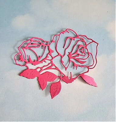 Die Cut Cuts Double Rose  X 6 - Choice Of Colour Flower Leaf Card Topper • £1.20