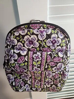 Vera Bradley Plum Petals Floral  Medium Purple Backpack Pockets Zipper Closure  • $25