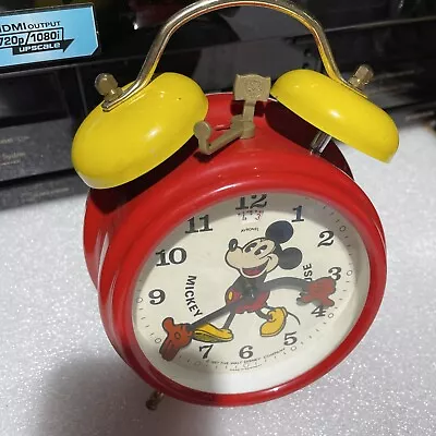 Vtg Avronel Mickey Mouse Manual Alarm Clock Made In Germany • $29.99