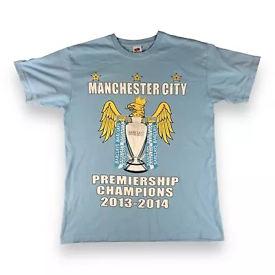 Manchester City T Shirt Adult Medium Champions 2013 2014 Winners Merch Mens • $18.59