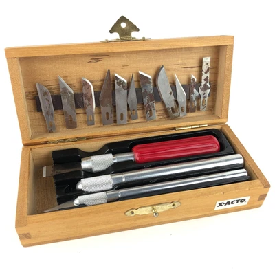 $14 • Buy X-ACTO Hobby Knife Set With Original Wood Box 16 Piece Blades & Handles Crafting