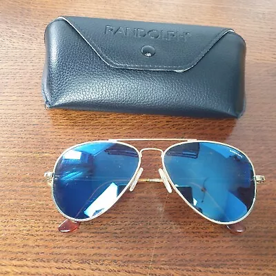 Randolph Sportsman Sunglasses Gold American Blue Lenses Pilot Military • £149.99