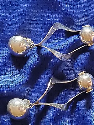 MID-CENTURY MODERN~ADRENALINE~PARIS~ Sterling Silver Pair Dangle Clip Earrings • $45