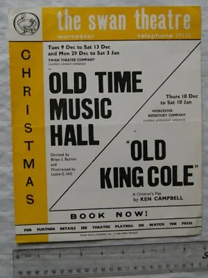 1970s Poster The Swan Theatre Worcester - Old Time Music Hall / Old King Cole • £5