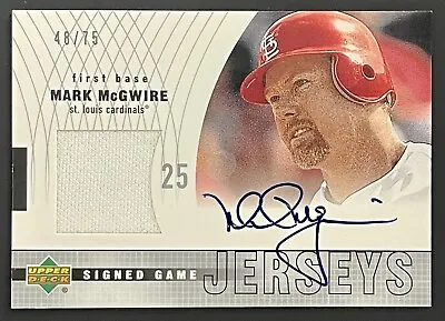 2002 Upper Deck Game Jersey MARK McGWIRE #S-MM On Card Auto /75 • $284.95