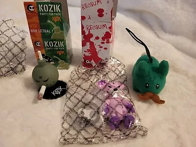 Kozik Lot Of 3 -Party Fun Pack Redrum Qee Plush Labbit W/mustache Kidrobot Toy2R • $10