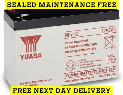 £21.70 • Buy YUASA 12V 7AH Battery Toy Car Electric Bike Feber Peg Perego Injusa
