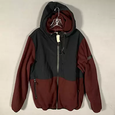 Aeropostale Mens Fleece Jacket Full Zip Quilted Maroon-Black Jacket Size XL NWT • $19