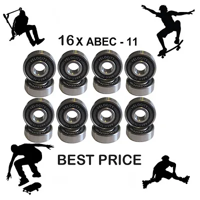 16  Velocity Abec 11 Wheel Bearing Skateboard Scooter Quad Inline Roller Skate 9 • £10.99
