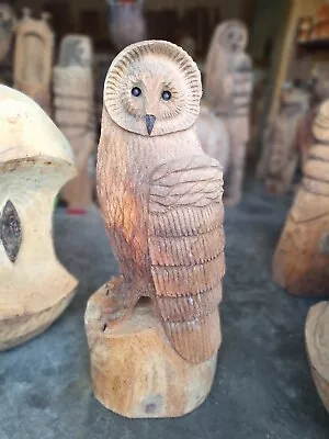 Chainsaw Carving Owl Great Gift Idea Elm Wood Home Garden  Sculpture Art Craft  • £180