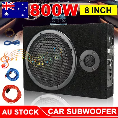 8  Car Subwoofer Under-Seat 800W Amplifier Speaker Audio Sub Woofer Slim Box AU • $85.95