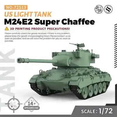SSMODEL 725131/72 25mm Military Model Kit US M24E2 Super Chaffee Light Tank • $15.99
