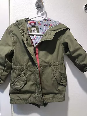 BABY GAP Utilty Military Cargo Green Fall Jacket Lined 2T GUC • $15