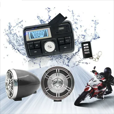 12V Anti-theft UTV ATV Motor Waterproof Marine Speakers Bluetooth Audio System • £45.60