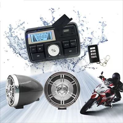 Waterproof Bluetooth Motorcycle Audio Radio Amplifier Stereo Speakers System MP3 • £45.60