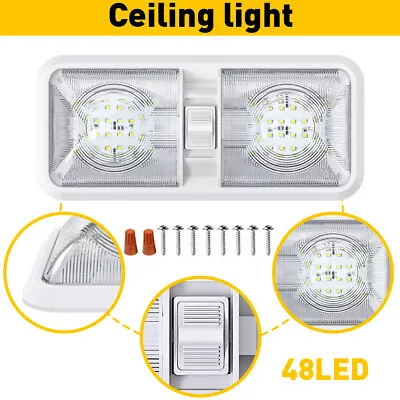 NEW RV LED 12v CEILING FIXTURE DOUBLE DOME LIGHT FOR CAMPER TRAILER RV MARINE • $13.29