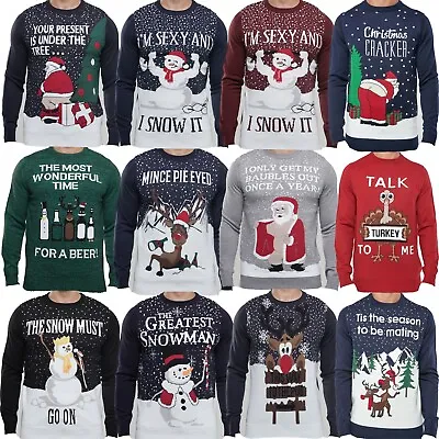 Mens Christmas Novelty Jumper Funny Greatest Snowman Xmas Sweater Top NEW • £16.96
