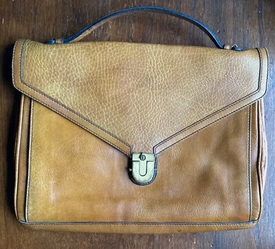 $375 • Buy Amazing Rare Vintage GOLDPFEIL CARACCIOLA Tan Leather  Briefcase Bag/Purse