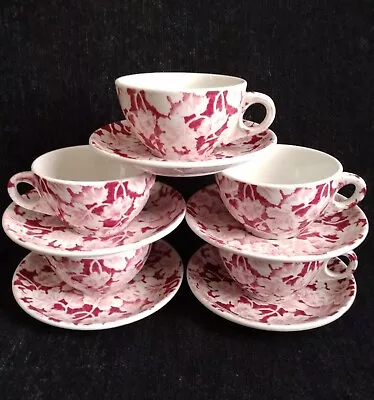 Vintage Mayer China ARBOR RED Tea Cup And Saucer Set Of 5 Beaver Falls PA 1950s • $44.99