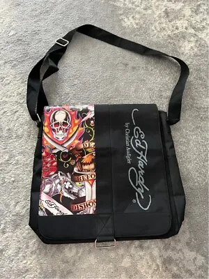 90s Vintage Ed Hardy Christian Audigier Skull Messenger Book Bag Crossbody • $28