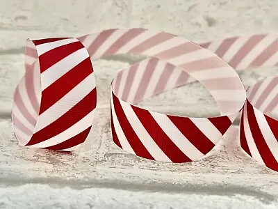 £2.49 • Buy Candy Stripe 25mm Grosgrain Christmas Grinch Tree Ribbon Bow Sweets Per Yard