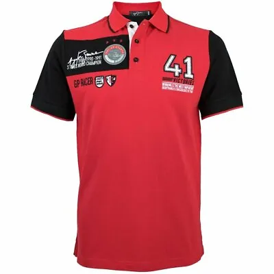 £80 • Buy Ayrton Senna 41 Victories Polo Shirt - Red / Black - Official Senna Merchandise