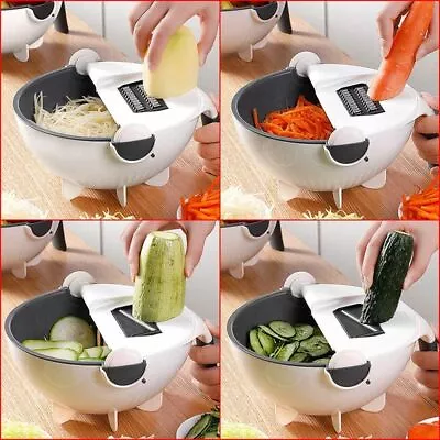 9-In1 Kitchen Slicer Veggie Fruit Vegetable Cutter Grater Chopper Drainer Basket • $22.49