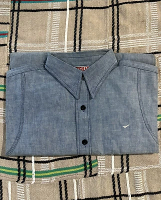 $228.50 • Buy Vintage Deadstock 1930’s Model Rare Chambray Shirt Elbow Pad Rare 22x31 Farm