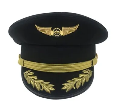 £27.26 • Buy Pilot Cap Airline Captain Hat Uniform Hat Party Cap Military Hats Cosplay Gift