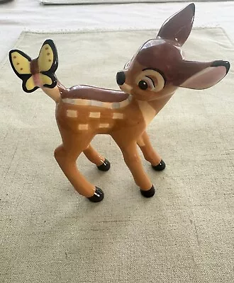 Vintage Disney Bambi With Yellow Butterfly On Tail Ceramic Figurine  • $25