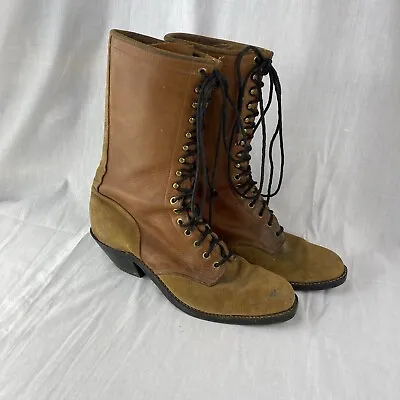 Vintage RYONS FOR LUSKEYS Granny Packer Boots Leather Size 11 B 11  Height Brown • $100