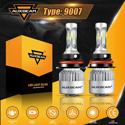 AUXBEAM 9007 HB5 LED Headlights Bulbs Kit High Low Beam 6500K Super White Bright • $21.89