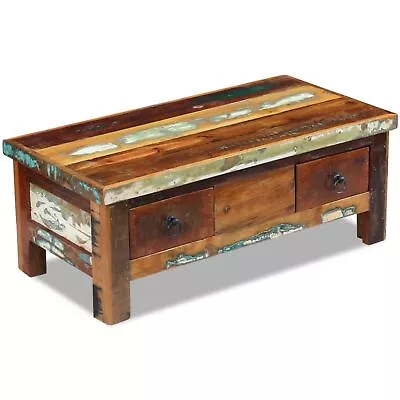 VidaXL Coffee Table Drawers Solid Reclaimed Wood 35.4 X17.7 X13.8  • $309.46