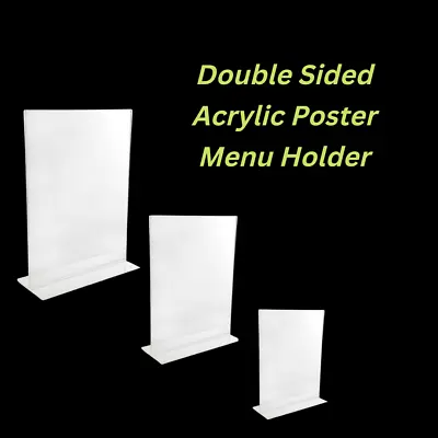 Double Sided Acrylic Poster Menu Holder Perspex Leaflet Display Stands A4 A5 A6 • £8.03