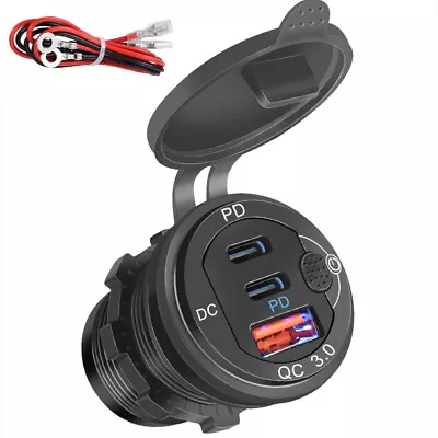 12V Dual PD Type C Car Charger Socket Quick Charge 3.0 USB Aluminum Power Outlet • $21.61