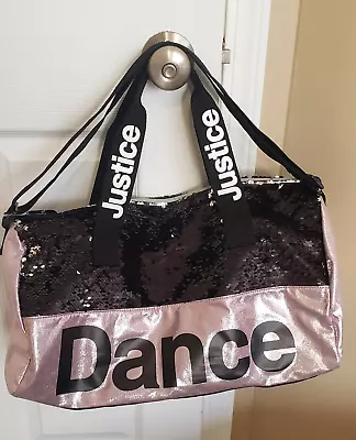 NEW Justice Dance Gym/Duffel Bag Pink Black Sequin • $19.95