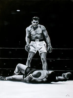 ORIGINAL Signed Handmade Oil Painting On Canvas.  Muhammad Ali.  Boxer Box Sport • $178
