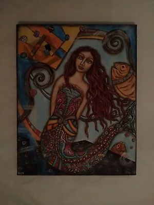 Very Pretty Rain Ririn Original Mermaid Painting 11 Inches By 14 Inches • $75