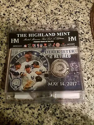 $5000 • Buy The Highland Mint Derek Jeter #2 Retired Limited Edition Silver-Plated Medallion