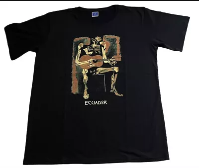 Oswaldo Guayasamín’s EL GUITARRISTA Art Ecuador Black Shirt Men's Size XL • $54.99