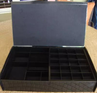 Vintage SKS Silver Safe Keeper Black Plastic Large Jewelry Box Organizer Case • $24.99