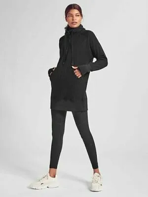 $49.99 • Buy Athleta Cozy Karma 1/4 Zip Dress Black Extra Small NEW! | Athleisure