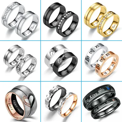 Matching Couple Jewelry Sets Cubic Zirconia Wedding Promise Stainless Steel Ring • $1.86