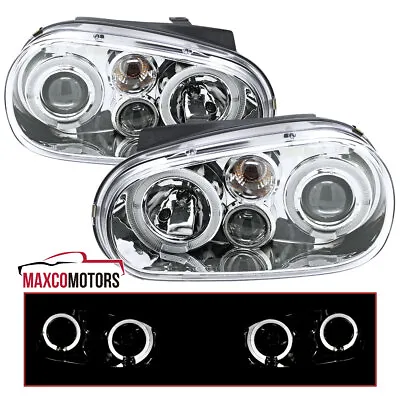 $115.49 • Buy Projector Headlights Fits 1999-2006 VW Golf GTI MK4 1999-2002 Cabrio Halo Pair