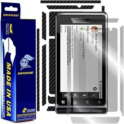 ArmorSuit MilitaryShield Motorola ATRIX HD Screen + Black Carbon Fiber Skin USA • $18.45