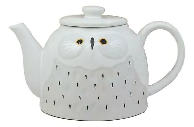 Whimsical Fat Snow Owl Ceramic 52oz Large Tea Pot With Built In Strainer Spout • $27.99